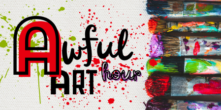 title of program with paint brushes and paint splatter